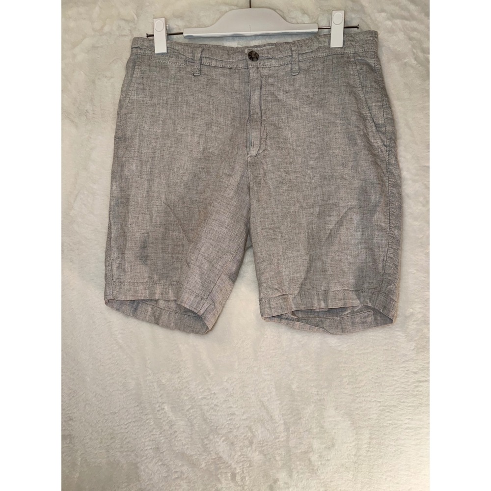 Goodfellow & Co Mens 30 Linden Short Grey Linen Blend 9 Inch Inseam Flat Front